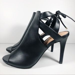 Brash peep toe stiletto back tie bootie
